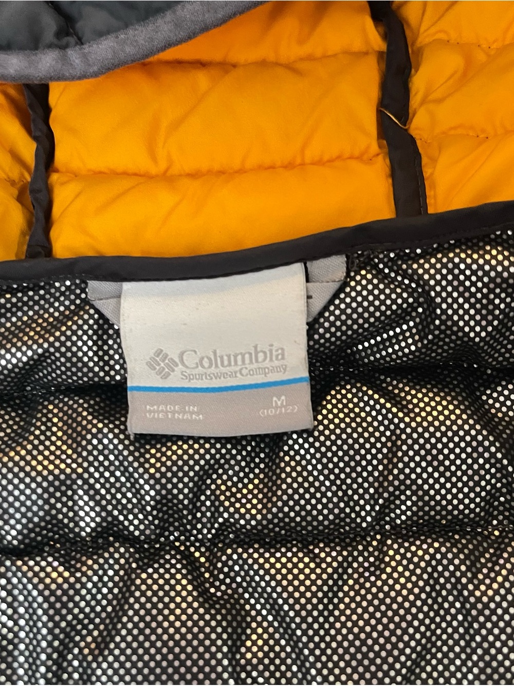 Columbia Kids Black Hooded Puffer Jacket with Yellow Lining - Picture 4 of 4